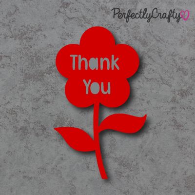 Thank You Flower Acrylic Craft Shape RED