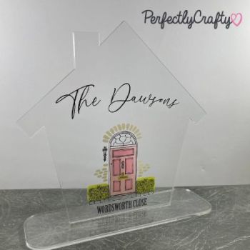 Personalised Freestanding Family House Clear Acrylic Plaque 