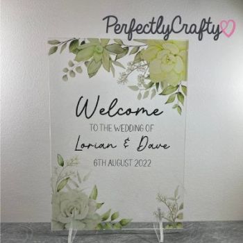 Personalised Freestanding Wedding Welcome Clear Acrylic Plaque 