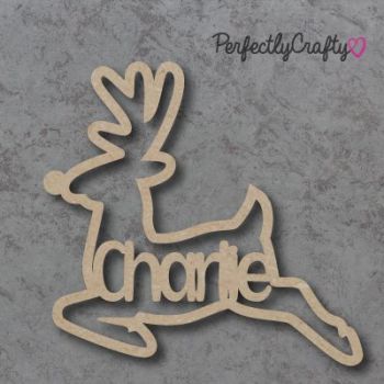 Leaping Reindeer Name Bauble