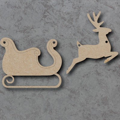 Sleigh and Reindeer Bunting mdf Shapes