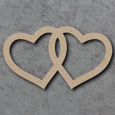 2 HEARTS JOINED TOGETHER in MDF 18mm thick/WOODEN BLANK CRAFT SHAPES/DECORATION 