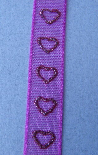 10m of Cerise Ribbon with Hearts