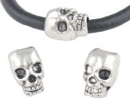 Skull Bead - metal large hole bead for beadable pens - old silver colour