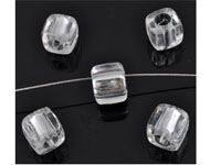 Bead - Synthetic Cube Clear and Grey 7mm (Pack of 15)