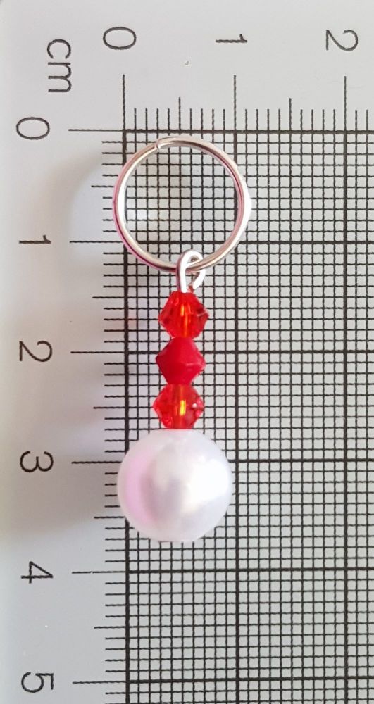 Stitch Markers for Knitting and Crochet (White with Red)