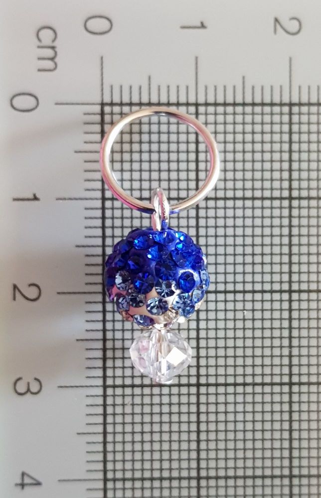 Stitch Markers for Knitting and Crochet (Blue Polymere and Crystal)