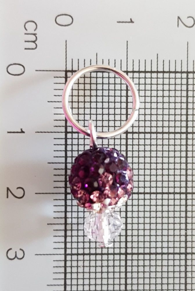 Stitch Markers for Knitting and Crochet (Purple Polymere and Crystal)