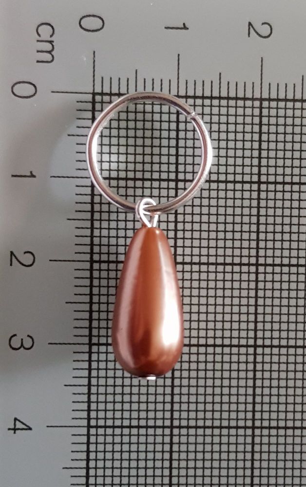 Stitch Markers for Knitting and Crochet (Drop Pearl Like Brown Bead - 15mm)