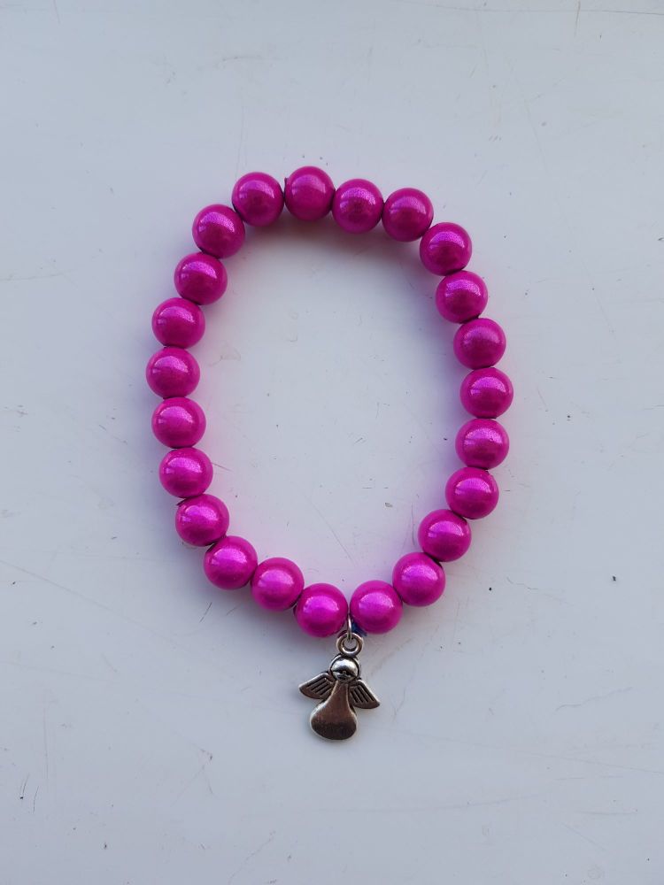 Angel Glow Bead Bracelet - Shocking Pink