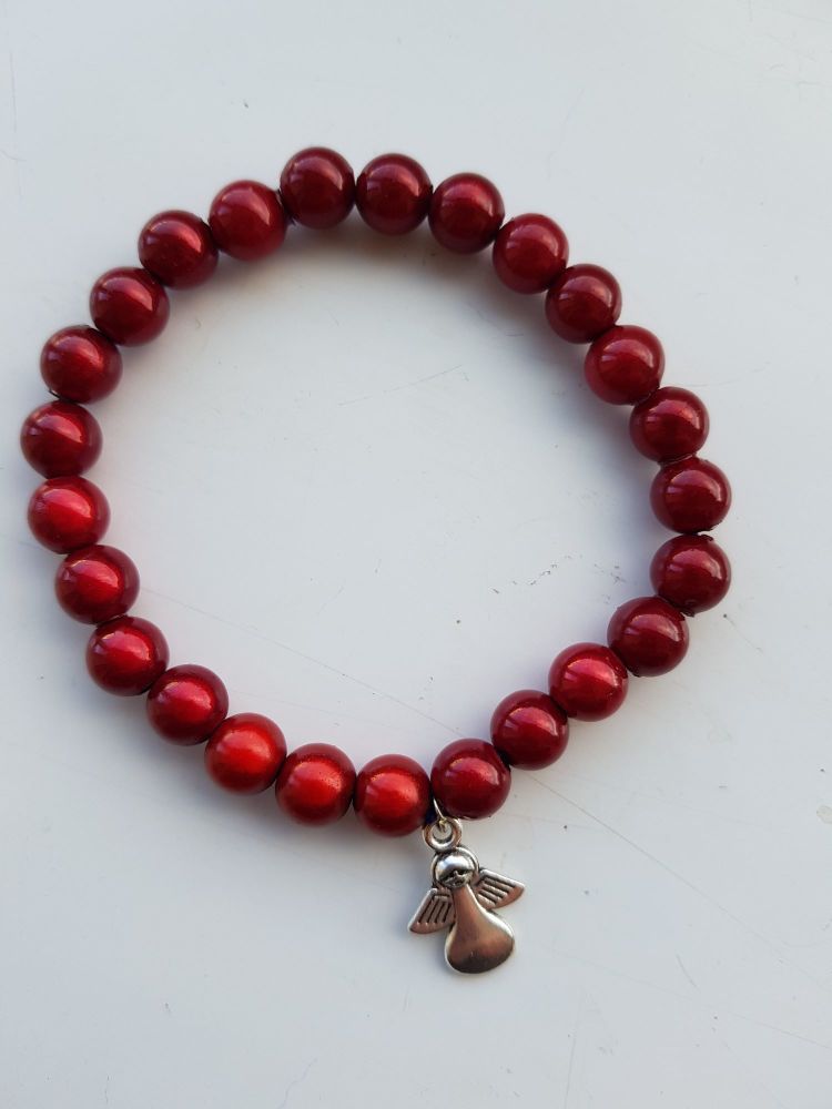 Adult Angel Glow BeadMiracle 8mm Bracelet - Red