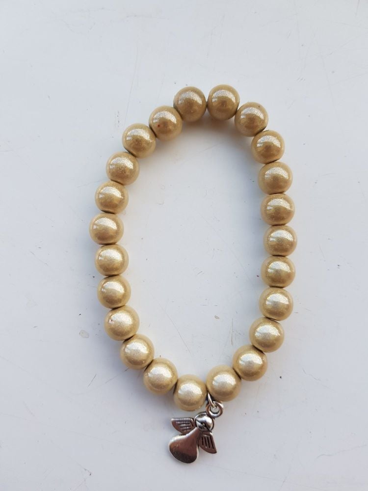 Adult Angel Glow / Miracle Bead Bracelet - 8mm Cream/Ivory