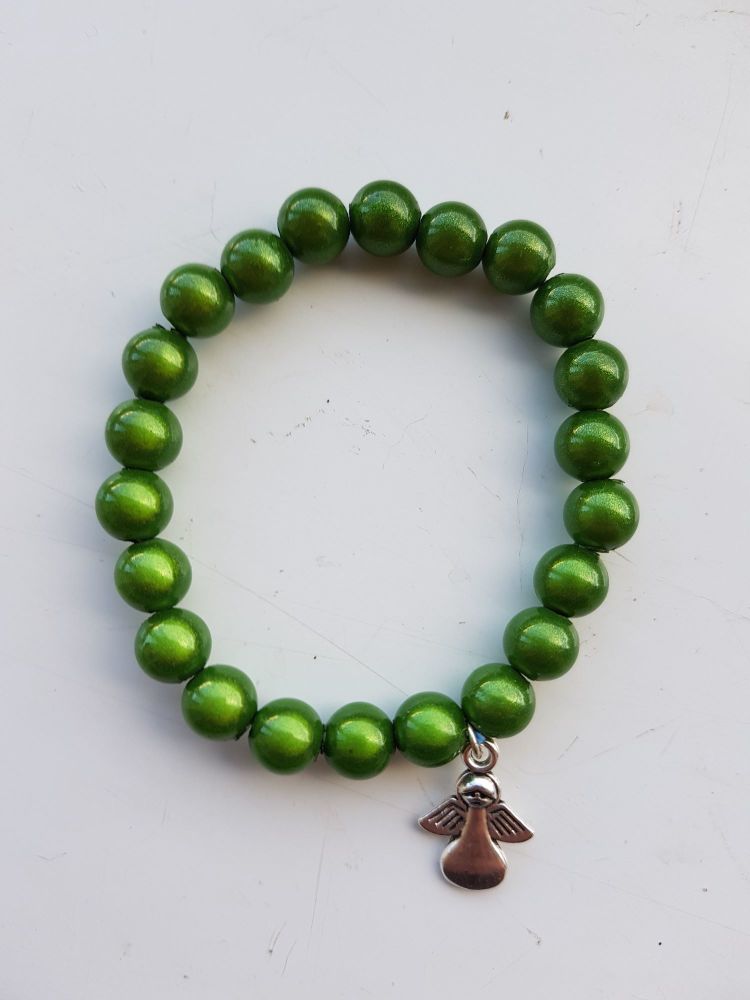 Adult Angel Glow / Miracle Bead Bracelet - 8mm Green (Mid)