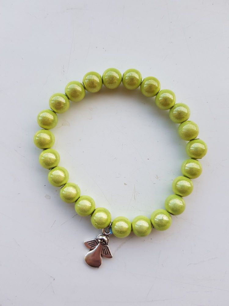 Adult Angel Glow / Miracle Bead Bracelet - 8mm Green (Paler)