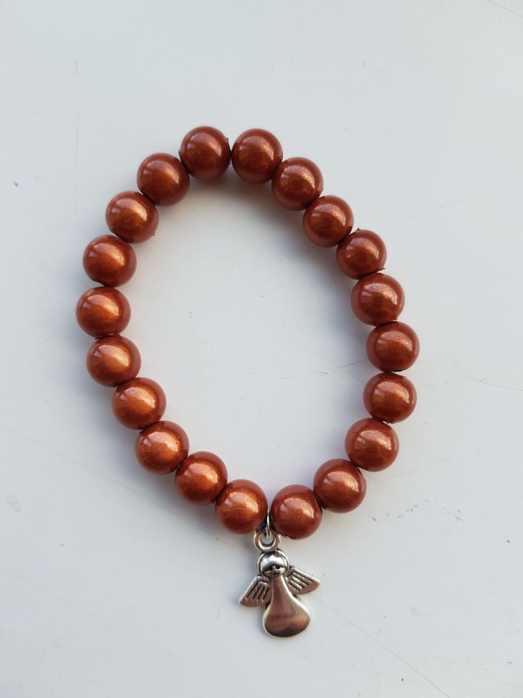Adult Angel Glow / Miracle Bead Bracelet - 8mm Brown (Mid)