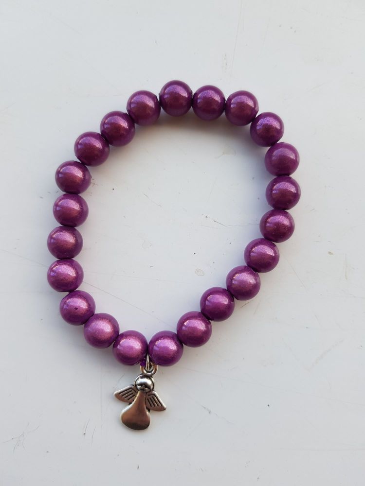 Adult Angel Glow / Miracle Bead Bracelet - 8mm Purple (Mid)