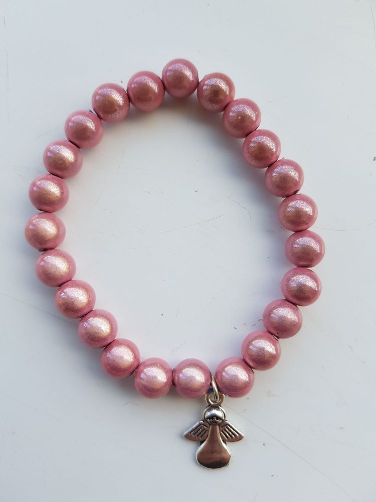 Adult Angel Glow / Miracle Bead Bracelet - 8mm Baby Pink