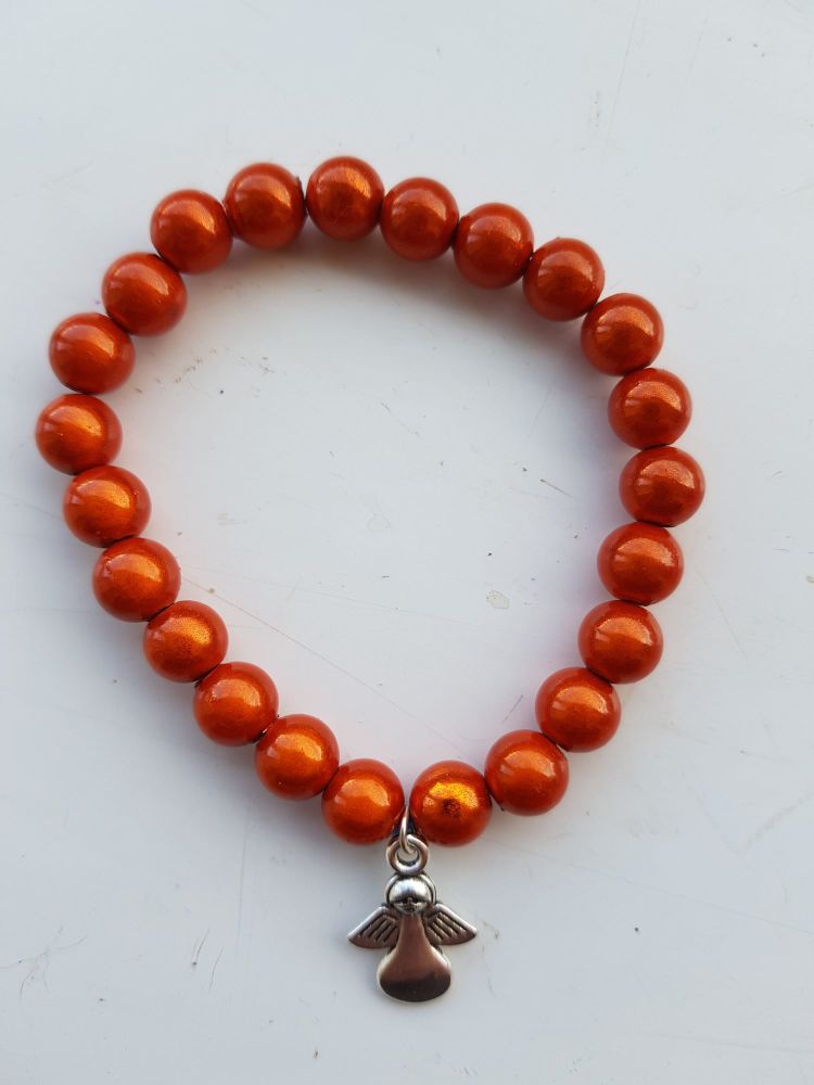 Adult Angel Glow / Miracle Bead Bracelet - 8mm Orange