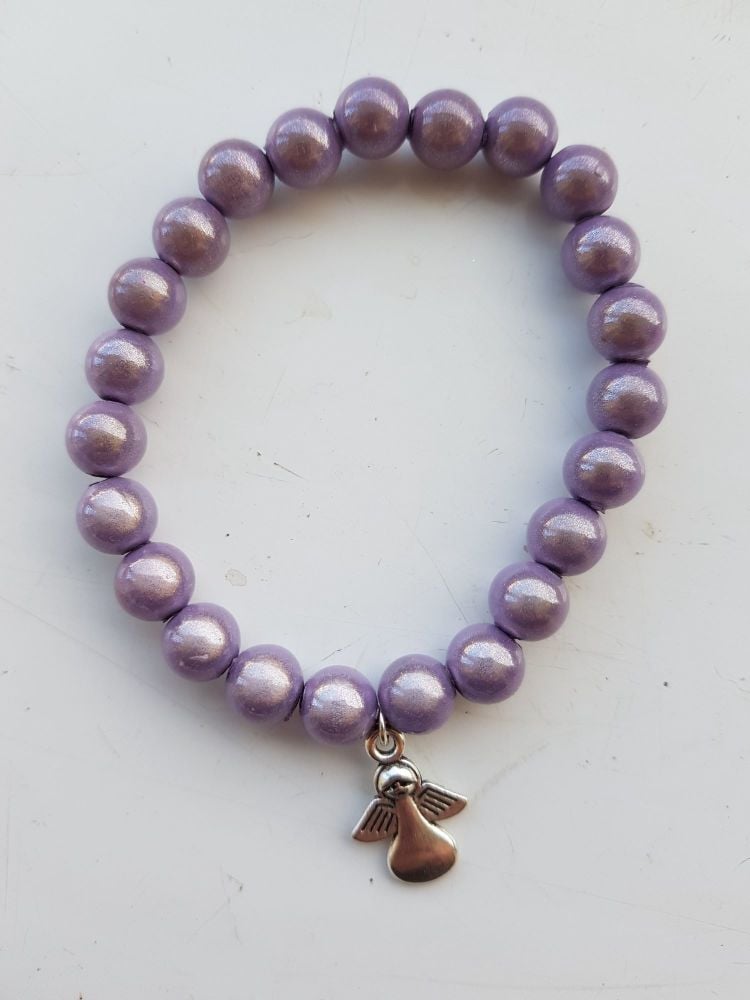 Adult Angel Glow / Miracle Bead Bracelet - 8mm Purple (Lighter)