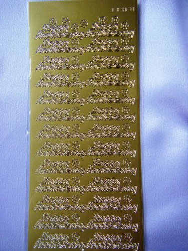 Happy Anniversary Peel Off in Gold