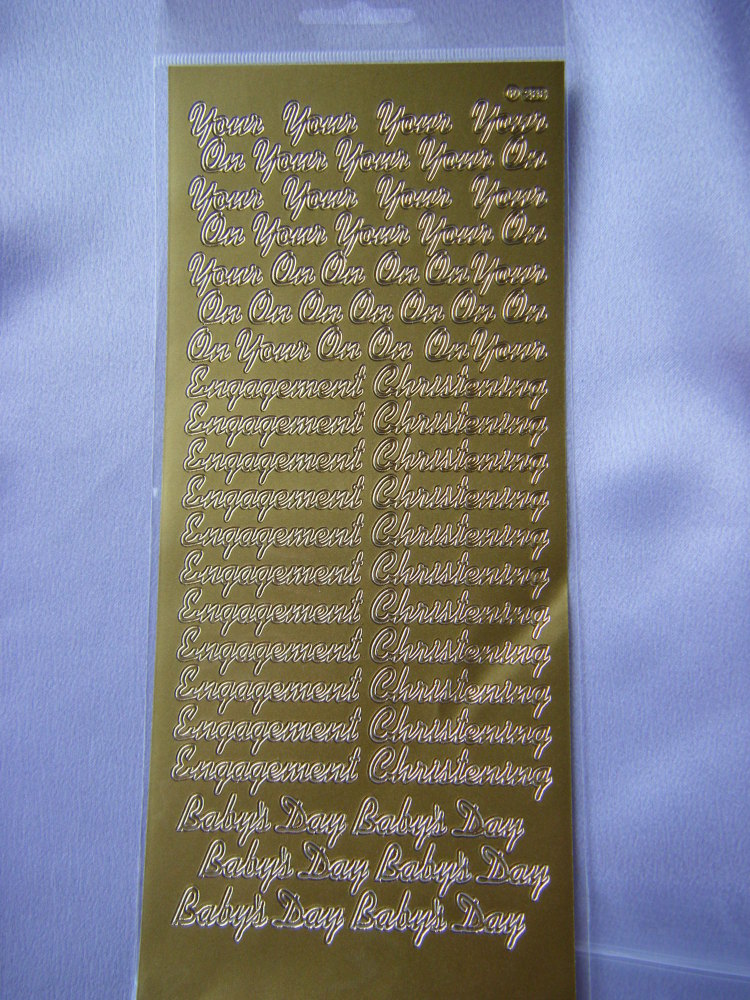 Engagement Peel Offs with Christening Peel Offs in Gold