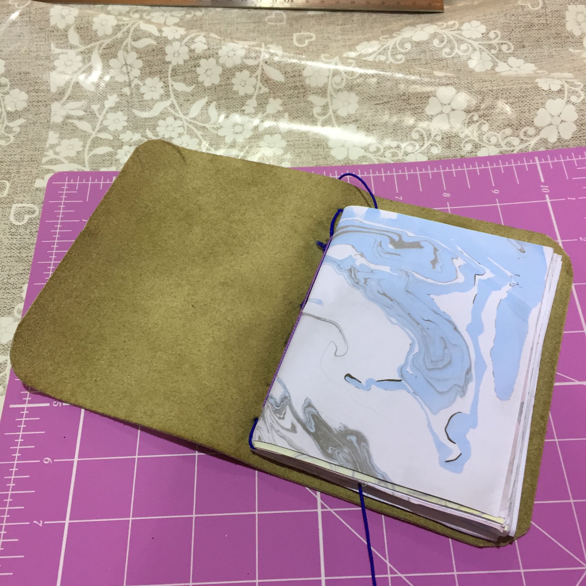 Japanese Marbling and Travellers Leather Journal Workshop - Stitching