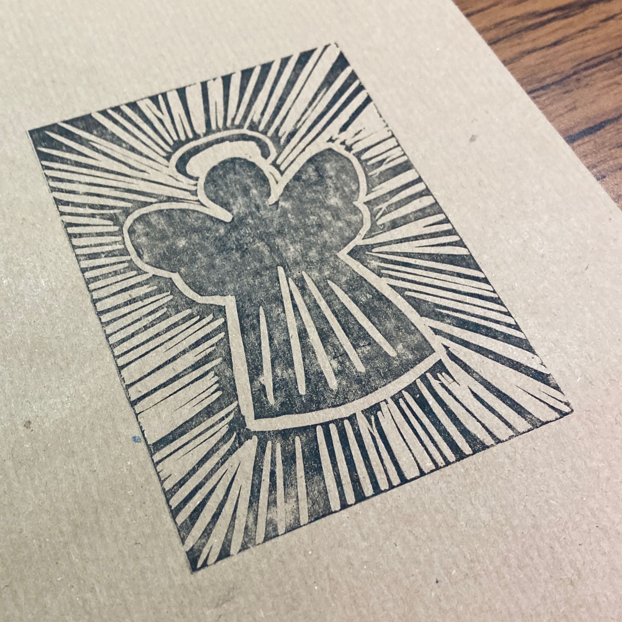Lino Printed Christmas Cards and Wrap Workshop - Angel