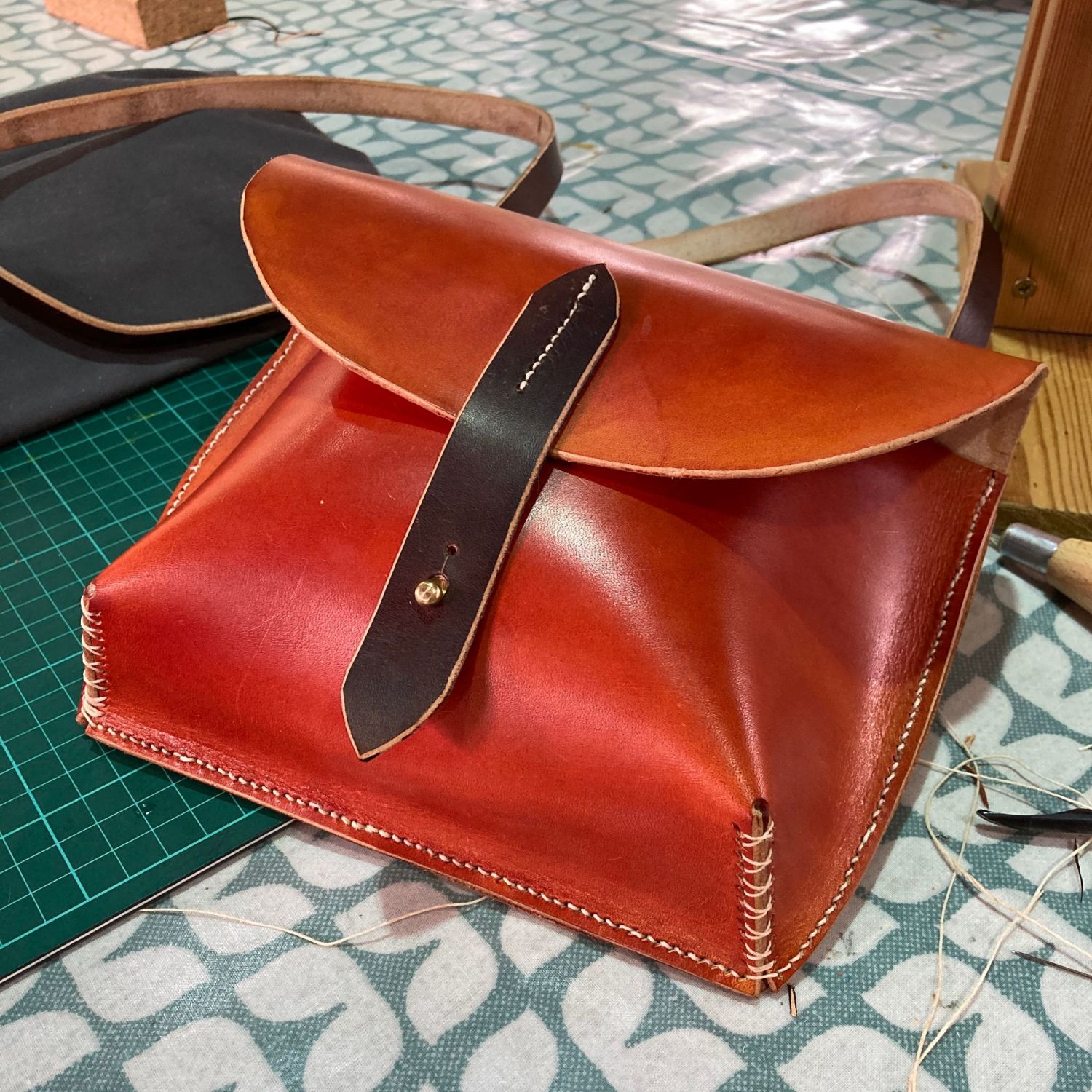 Leather Bag at Three Little Pigs Making a hand stitched