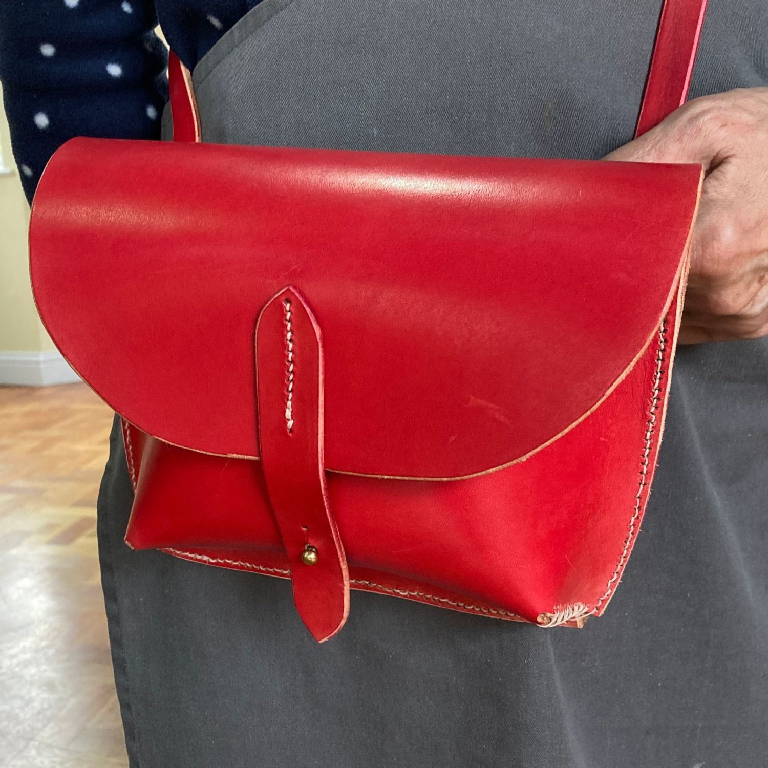 Leather Bag at Three Little Pigs Making a hand stitched