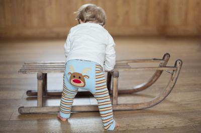 Baby Blue striped Reindeer Leggings