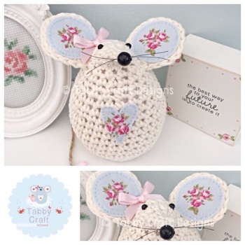 Medium Mouse - Ivory, Pink and Blue