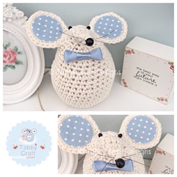 Large Mouse - Ivory and Blue