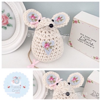 Small Mouse - Ivory, Pink and Blue