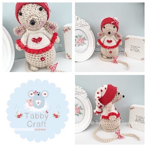 Winter Standing Mouse with Beanie Hat and Jumper - Beige, Ivory and Red
