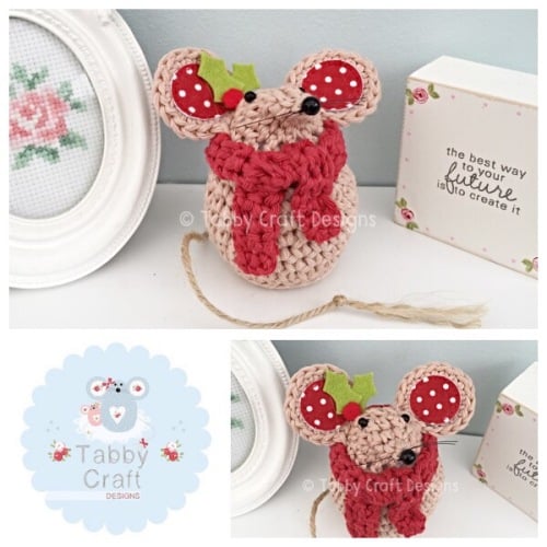 ***Made to Order*** Small Scarf Mouse - Beige and Red 