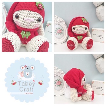 Christmas Beanie Bunny in Holly Jumper - Ivory and Red