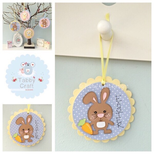 Easter Bunny Dangly - Blue and Lemon