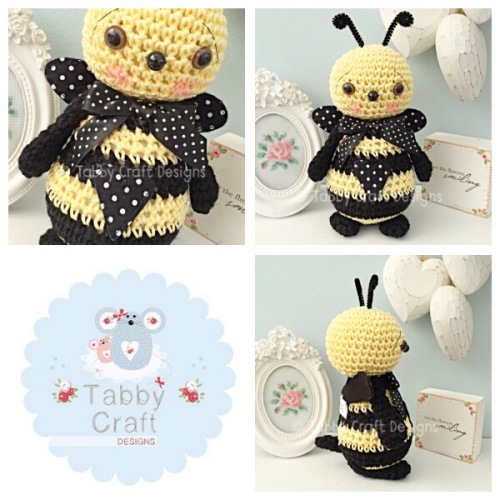 Standing Bumble Bee with Large Bow - Lemon and Black