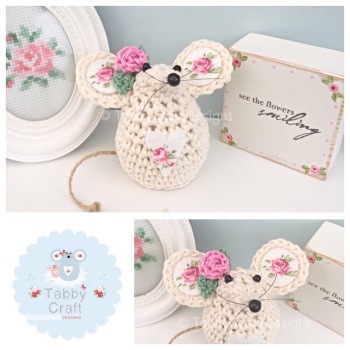 Small Rosebud Mouse - Ivory and Pink
