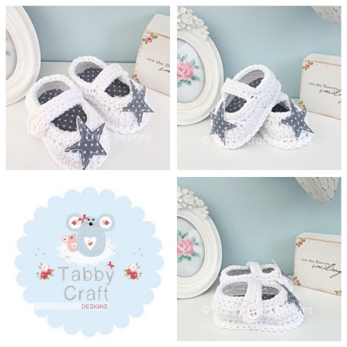 Star Baby Shoes - White and Grey