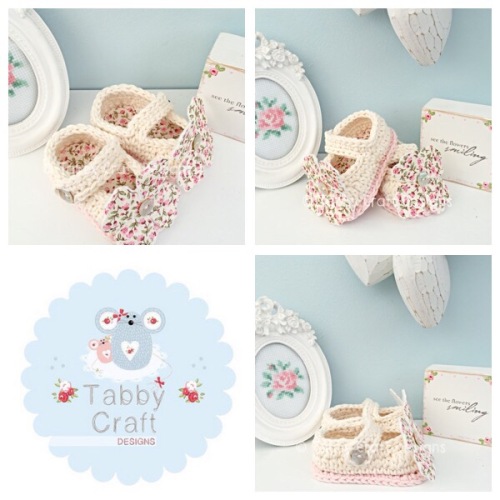 Flower Mary Jane Baby Shoes - Ivory and Pink