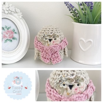  Small Scarf Owl - Beige/Pink