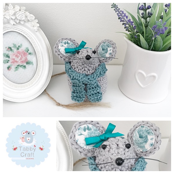 Small Scarf Mouse - Grey and Teal