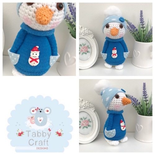 Standing Snowman with Hat and Jumper - White and Blue