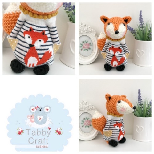  Standing Fox with Fox Jumper - Orange, Ivory and Black