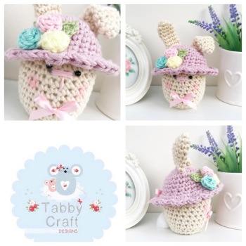 *** Pre-Order Only *** Small Spring Bunny with Bonnet - Ivory and Lilac