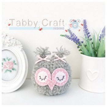 Small Sleeping Baby Owl - Grey and Pink
