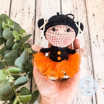 Hanging Halloween Girl with Tutu and Button Jumper! 