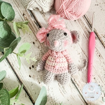 Mouse  with Button Jumper  - Pink and Cream