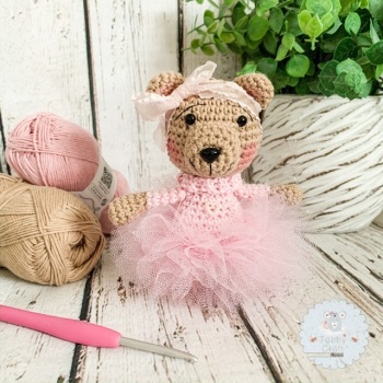 Tutu Bear with Pink Sparkly Tutu - Pink and Beige